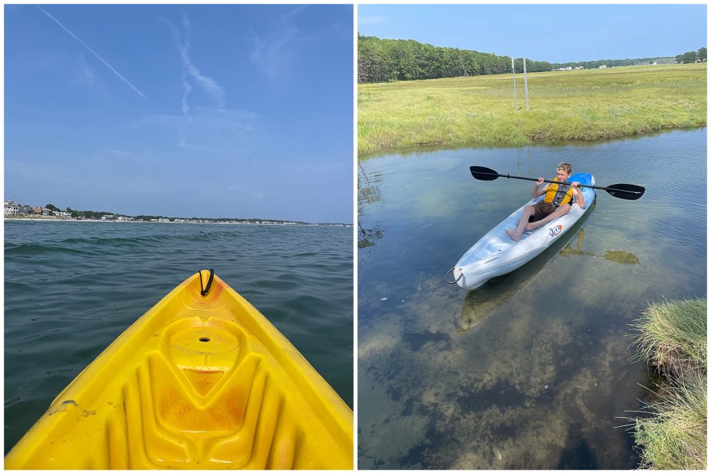 Camping in Maine, saltwater marsh, tent camping, kennebunk port, goose rocks, drinking tea over a fire, kayaking the ocean, layaking in Maine, family vacation to Kennebunk Port,