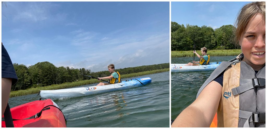 Camping in Maine, saltwater marsh, tent camping, kennebunk port, goose rocks, drinking tea over a fire, kayaking the ocean, layaking in Maine, family vacation to Kennebunk Port,