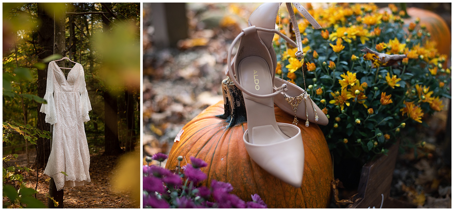 October wedding, small intimate wedding in Geauga County Ohio, Fall wedding, vintage getting ready details, fairy tale, pink suit, hippie dress, elegant dress with flared sleeves and lace, The Lewis & Ruth Affelder House, small wedding, my fair makeup artistry,