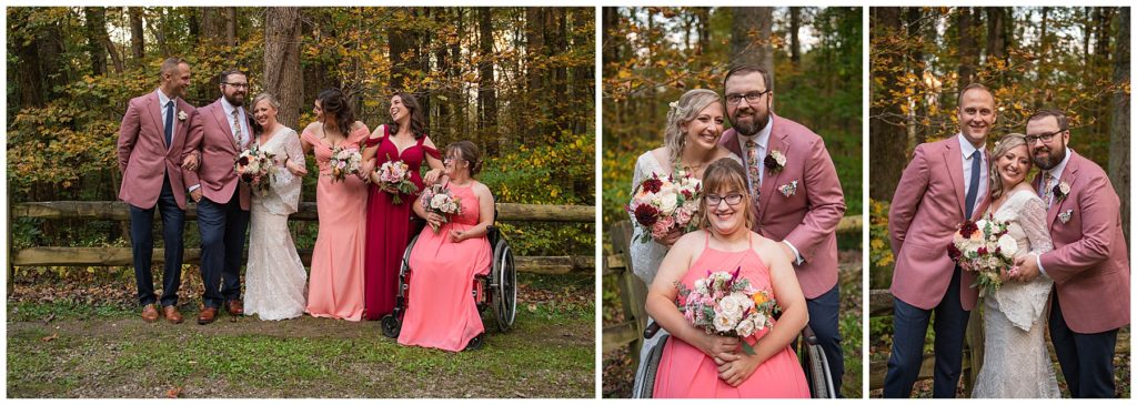 October wedding, small intimate wedding in Geauga County Ohio, fairy tale, The Lewis & Ruth Affelder House, small wedding, intimate reception, lots of details, greenery pink and and maroon, beautifully intimate reception, mission bbq, With the help of Auburn Pointe Green House,  